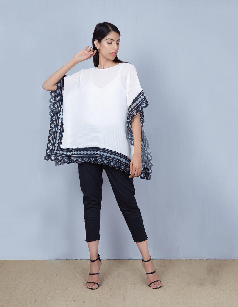 Ivory Crinkled Poncho Top