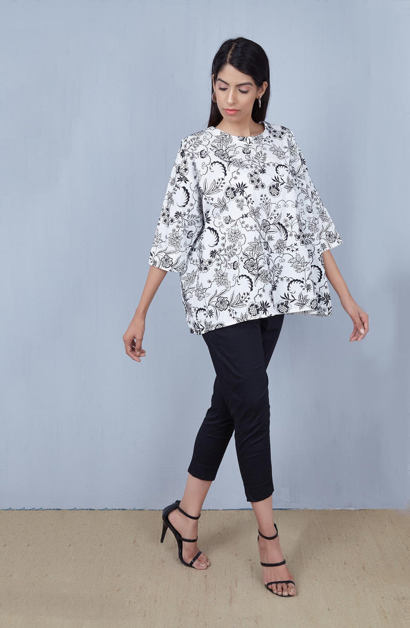 Ivory Embroidered Boxy Top