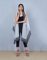 Ivory Organza Cape with Resham Embroidery