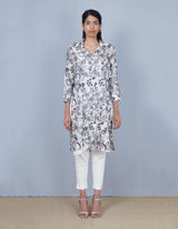 Ivory Black Embroidered Resham Shirt