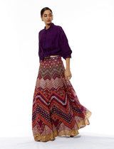 Purple Shirt and Lehenga Skirt