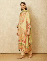Olive Green Carpet Print Kurta Set