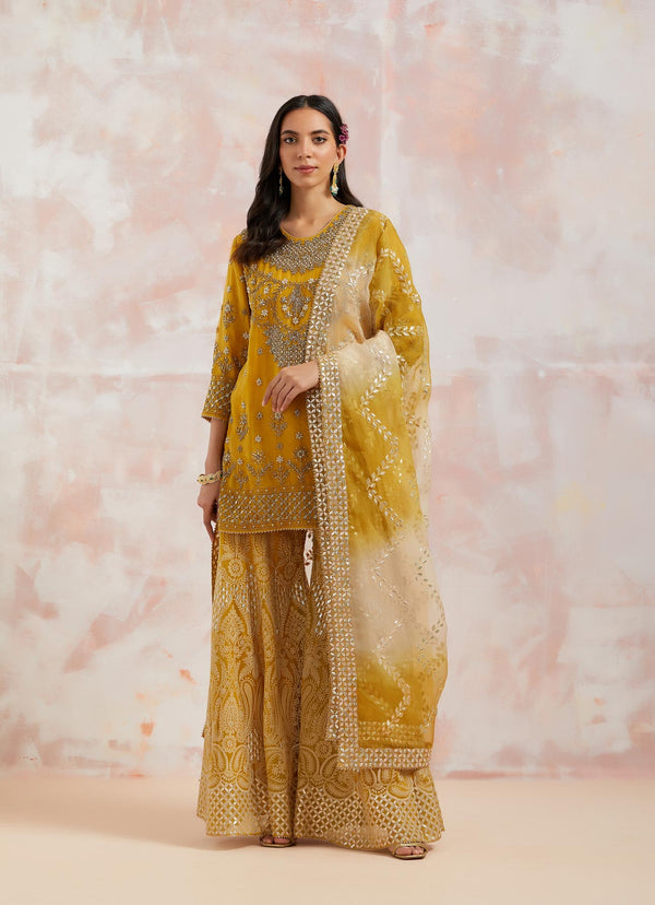 Yellow Organza Sharara Set
