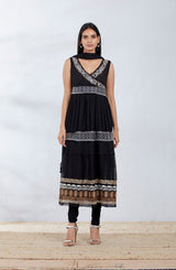 Black Tiered Kurta Set