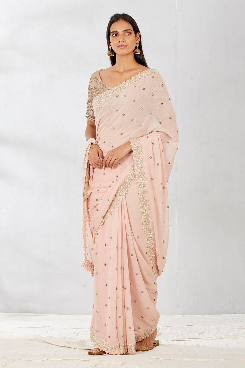 Gota Work Tissue Blouse With Georgette Saree