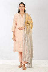 Peach Hand Embroidered Kurta Set