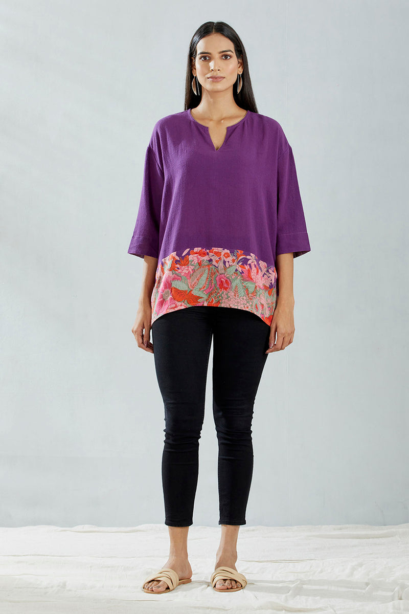 Purple Hand Block Printed Top