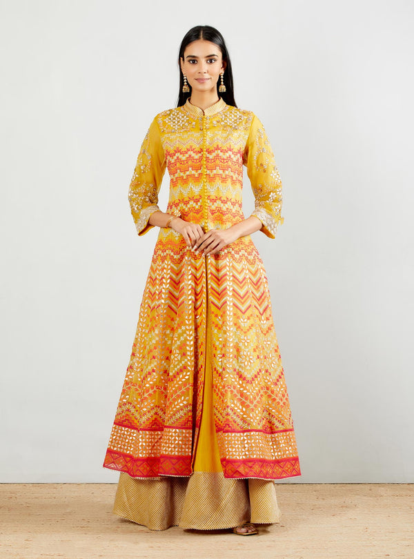 Yellow Anarkali with Inner Dress