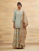 Sea Blue Embroidered Short Kurta Set