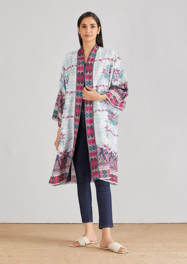 Multicolor Printed Kimono Cape