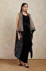 Black Cross Stitched Cape with Dress