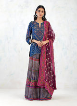 Blue Sharara Set with Gota Patti With Cross Stitch Embroidery And Hand Embroidery