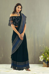 Black Saree with an Off Shoulder Blouse