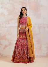 Fuchsia And Yellow Organza Lehenga Set