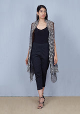 Black Organza Cape with Resham Embroidery