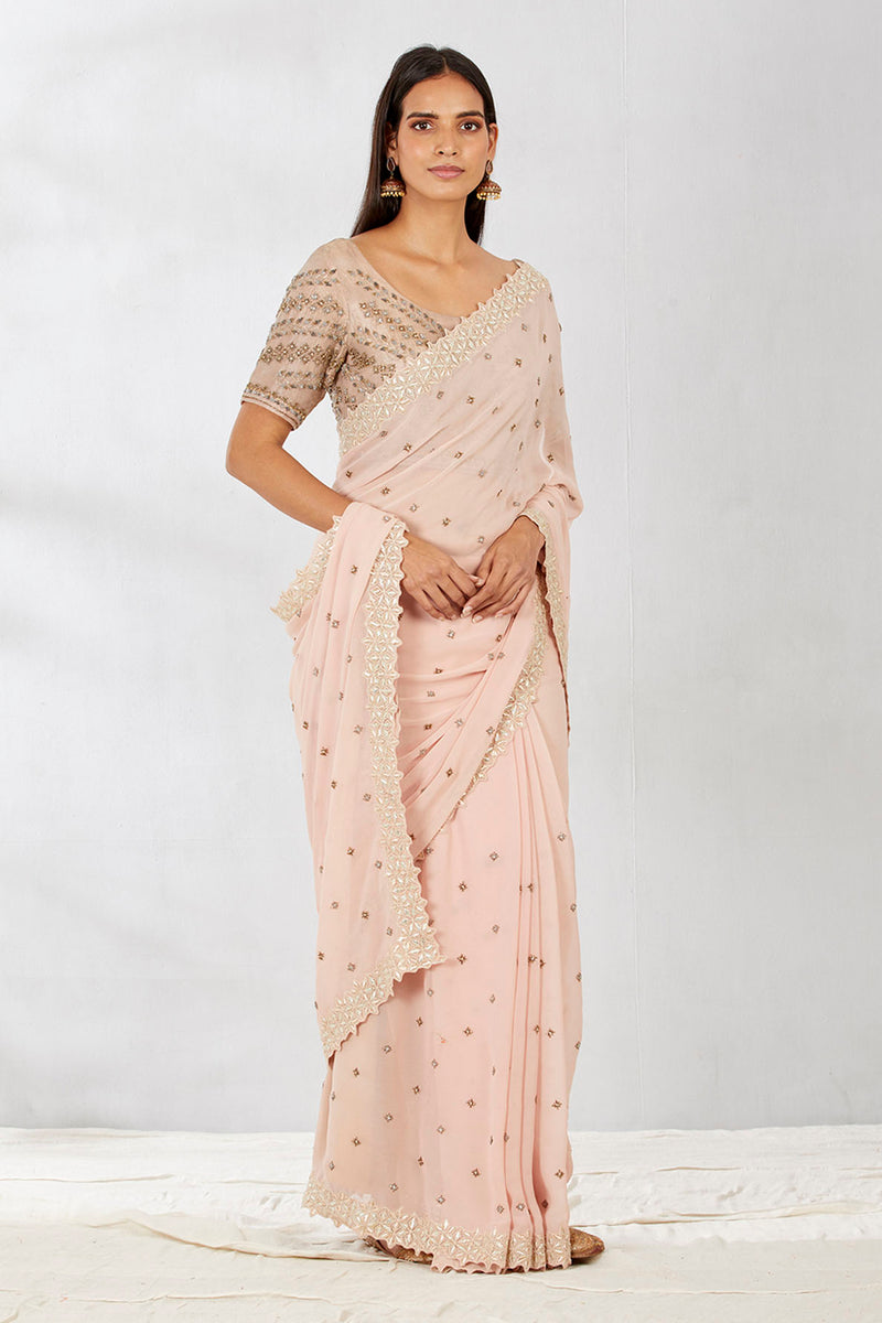 Gota Work Tissue Blouse With Georgette Saree