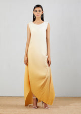 Ivory Yellow Shaded Crinkle Crepe Dress