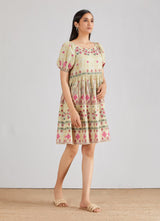 Multicolor Baby Doll Printed Dress