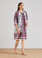 Multicolor Printed Dress with Bell Sleeves