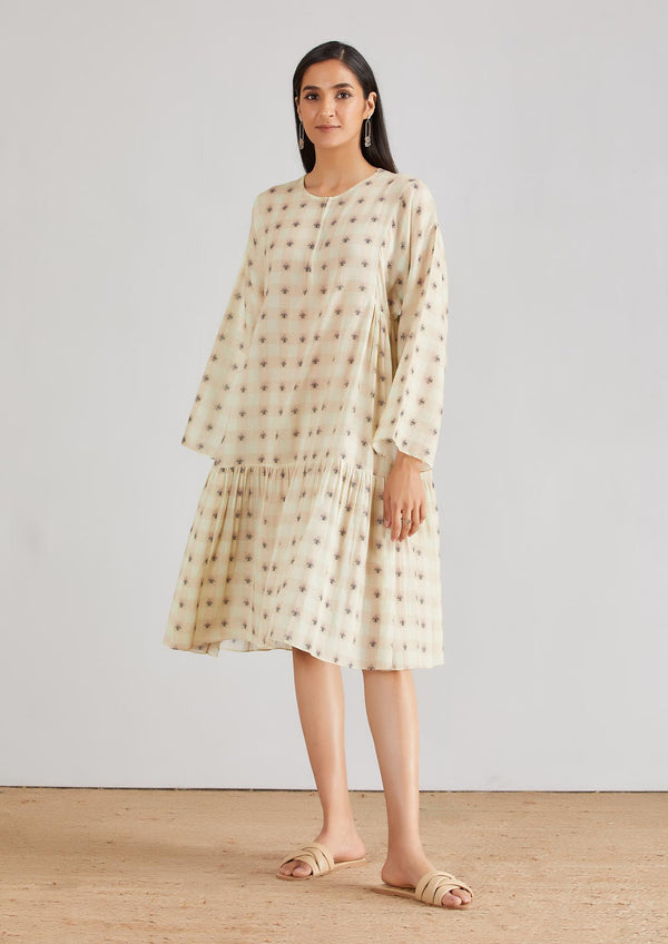 Beige Printed Boho Dress