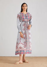 Multicolor Mid Calf Length Printed Dress