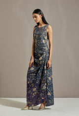 Blue Crinkle Floral Printed Dress