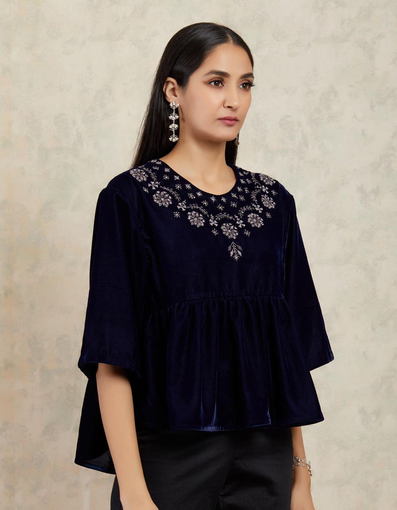 Black and Blue Top with Trouser