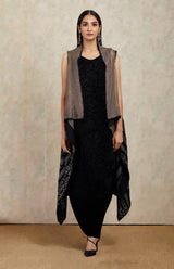 Black Cross Stitched Cape with Dress