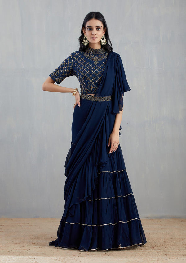 Navy Saree Set