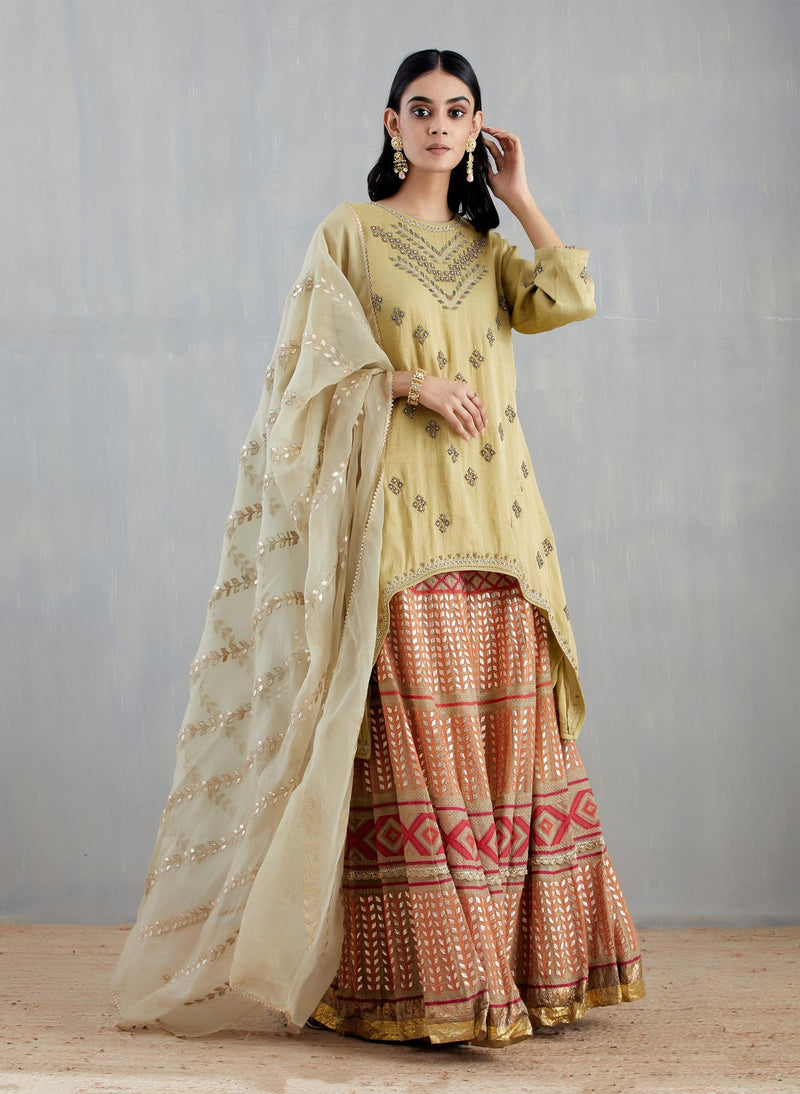 Gold Tissue Sharara Set