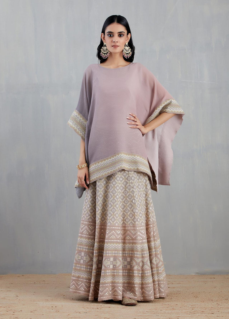 Peach Poncho with Skirt