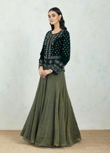 Emerald Green Embroidered Cape