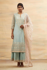 Mint Green Hand Embroidered Kurta Set