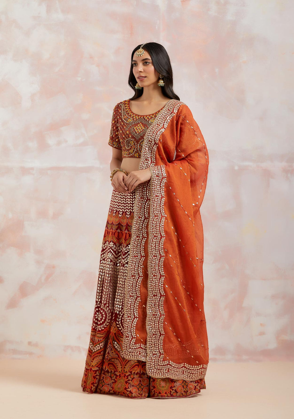 Rust Orange & Green Color Wedding Collection Designer Semi-Stich Lehenga  Choli :: ANOKHI FASHION