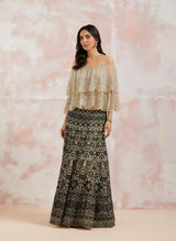 Off White Organza Top  With Skirt