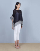 Black Crinkle Poncho Top