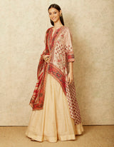 Maroon and Beige Chintz Printed Lehenga Set
