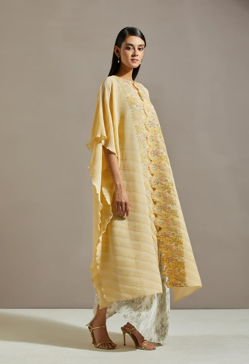 Yellow Crinkle Cape With Dress