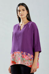 Purple Hand Block Printed Top