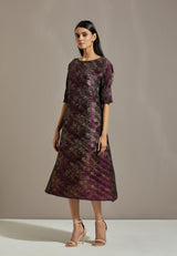 Purple Crinkle Printed  Dress