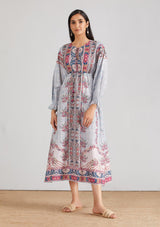 Multicolor Mid Calf Length Printed Dress