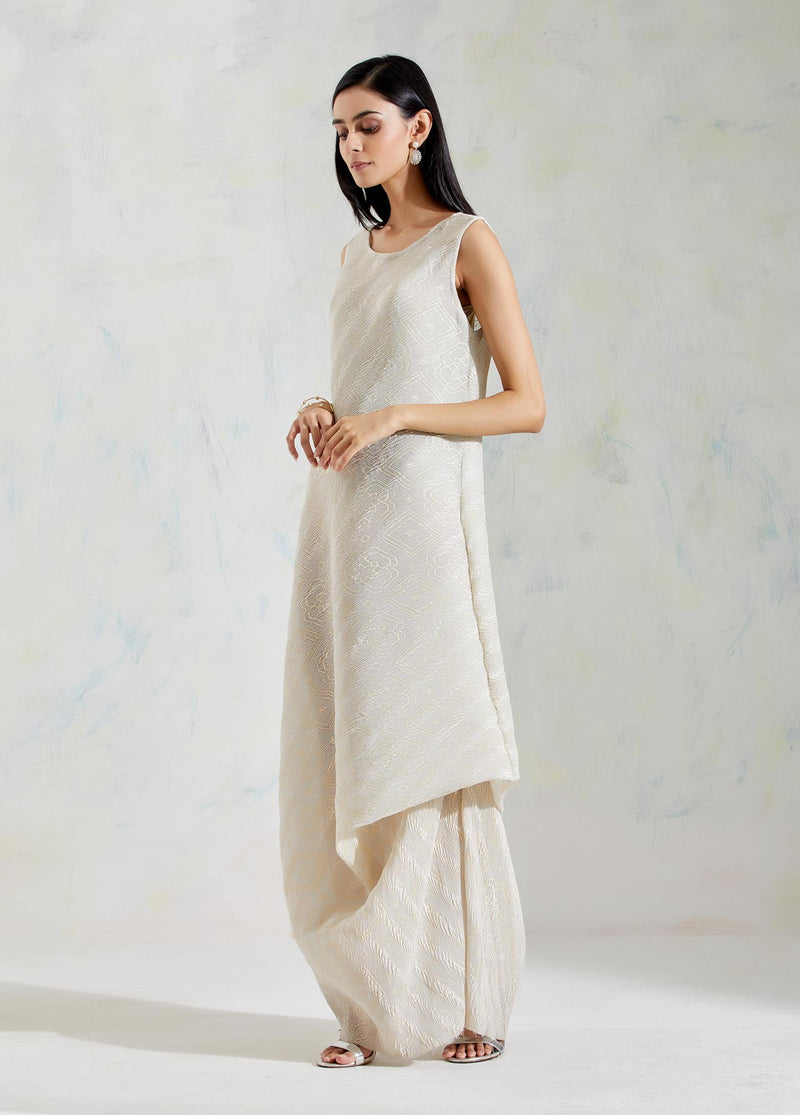 Ivory Crinkle Georgette Dress