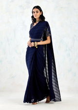 Navy Saree Set with Hand Embroidery