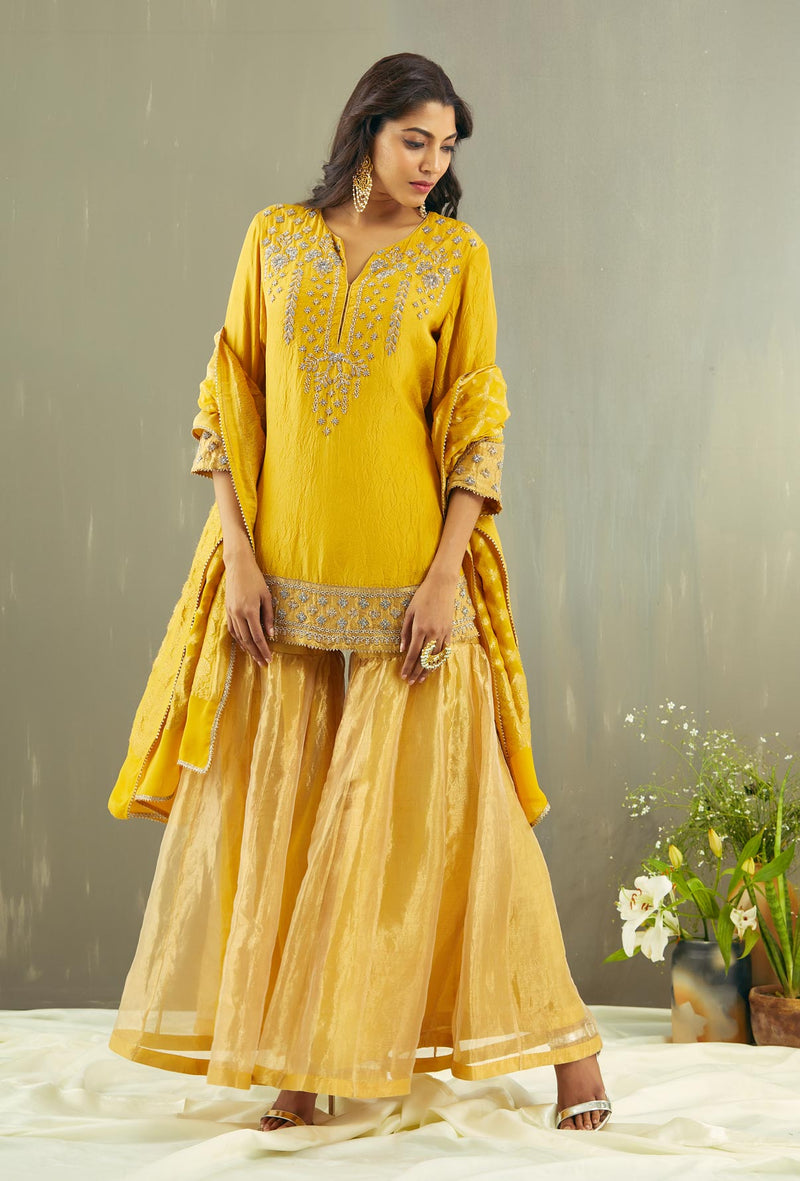 Yellow Kurti and Sharara with Dupatta