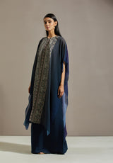 Blue Crinkle Cape With Dress