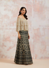 Off White Organza Top  With Skirt