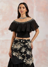 Black Top With Embroidered Layered Skirt