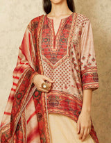 Maroon and Beige Chintz Printed Lehenga Set