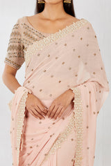 Gota Work Tissue Blouse With Georgette Saree