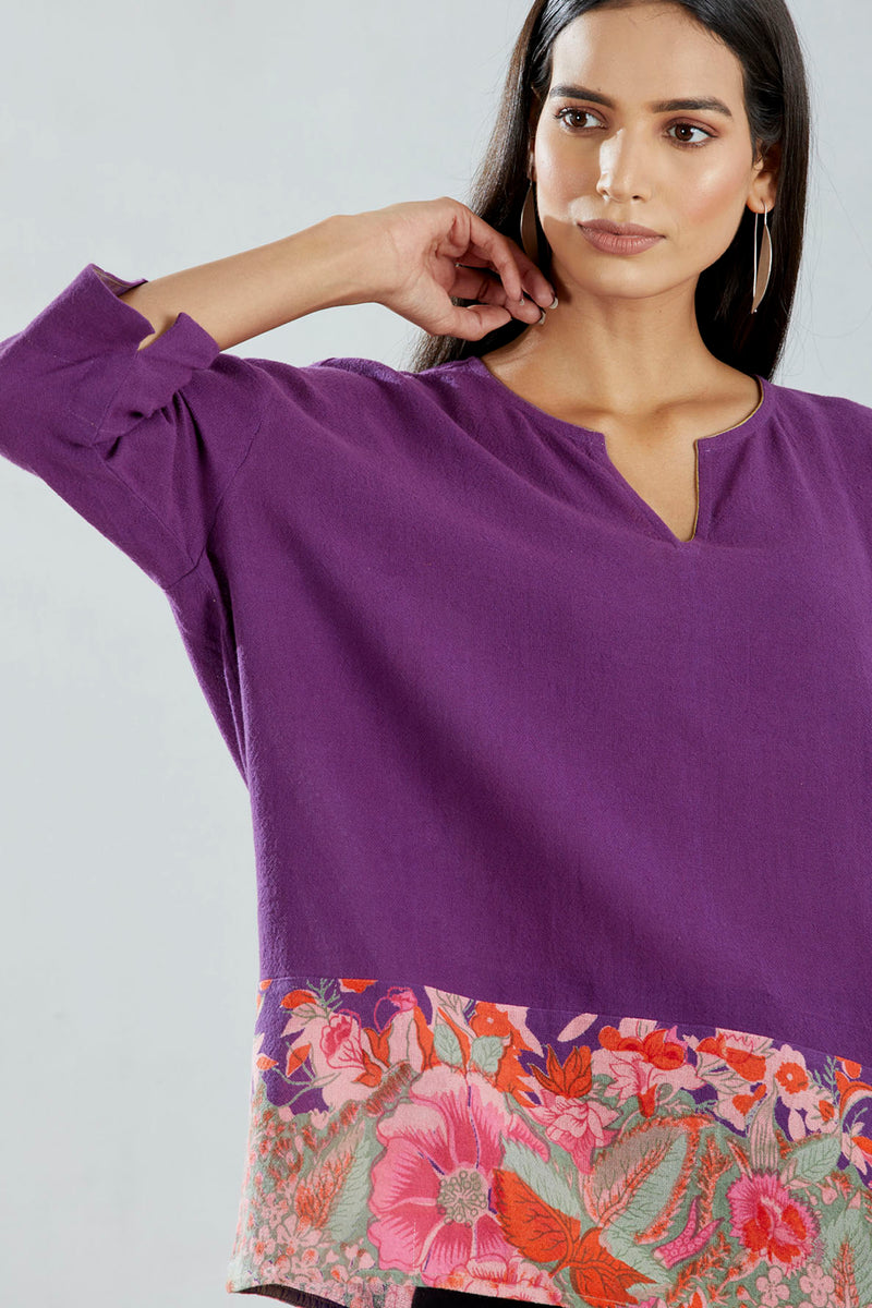 Purple Hand Block Printed Top